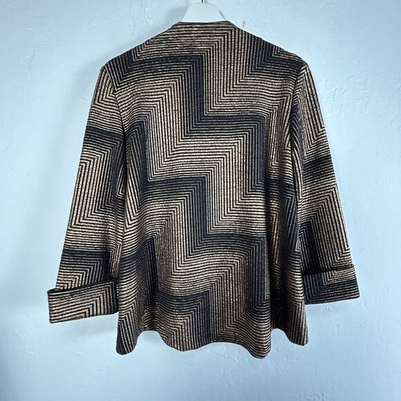 Yushi Womens Geometric Patterned Jacket Small Black/Gold One-Button Art To Wear - Picture 2 of 7